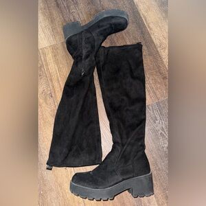 Black Over-the-Knee Suede platform Boots